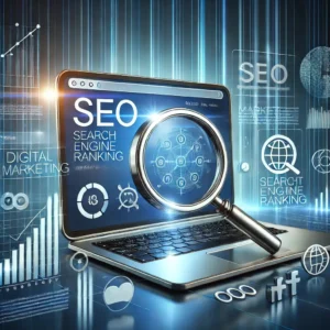 Google’da Üst Sıralara Çıkmak İçin İçerik Pazarlaması Taktikleri (Adım Adım) Dallc2b7e 2025 03 21 12.37.43 A Modern Digital Marketing Concept Illustration Featuring Seo Elements. The Image Includes A Laptop Screen Displaying A Search Engine Ranking Chart A 1 300x300